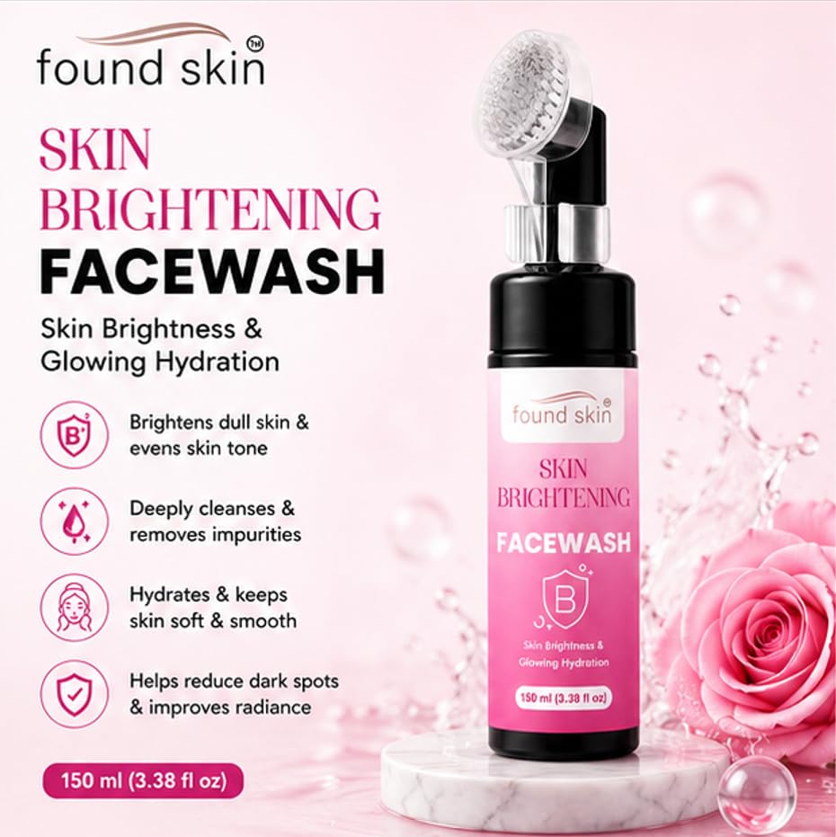 Found Skin Brightening Face Wash for Glowing & Hydrated Skin | Gentle Daily Facial Cleanser for Fresh, Smooth & Radiant Looking Skin for Men & Women 150ml