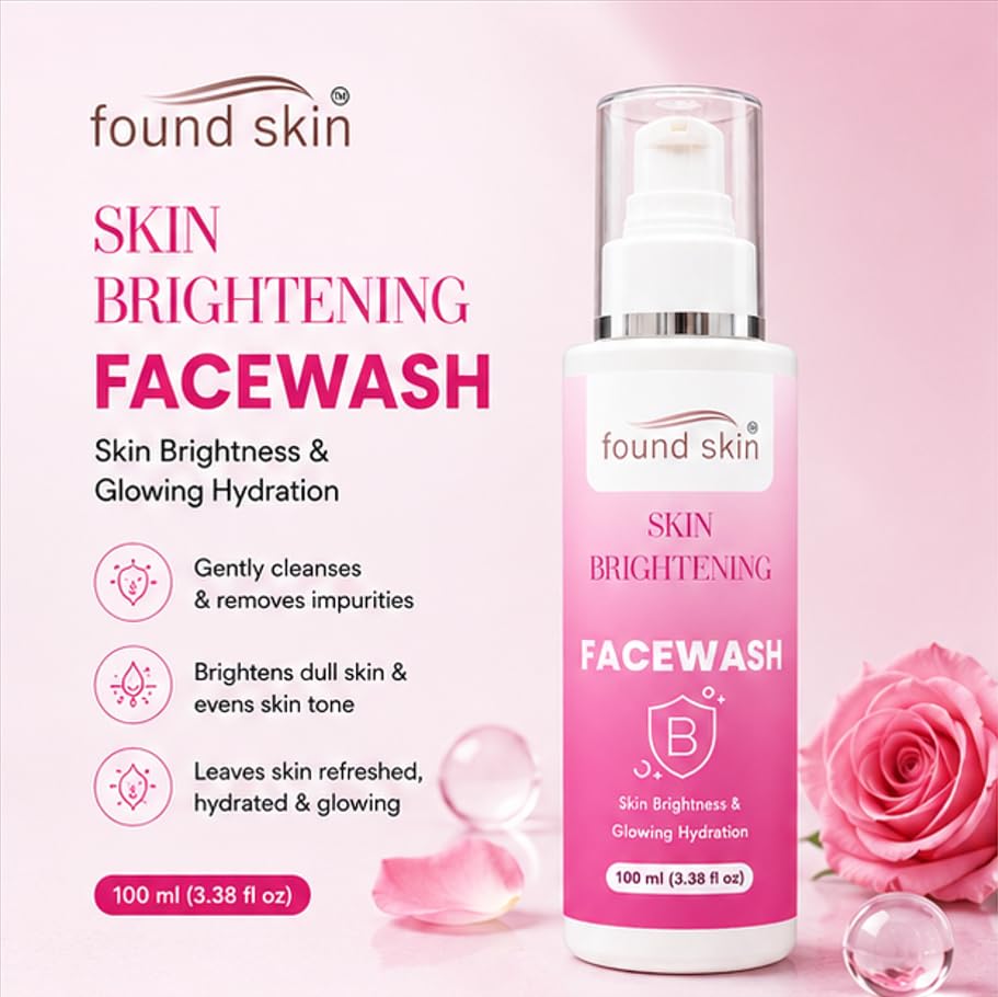 Found Skin Brightening Face Wash for Glowing & Hydrated Skin | Gentle Daily Facial Cleanser for Fresh, Smooth & Radiant Looking Skin for Men & Women 100ml
