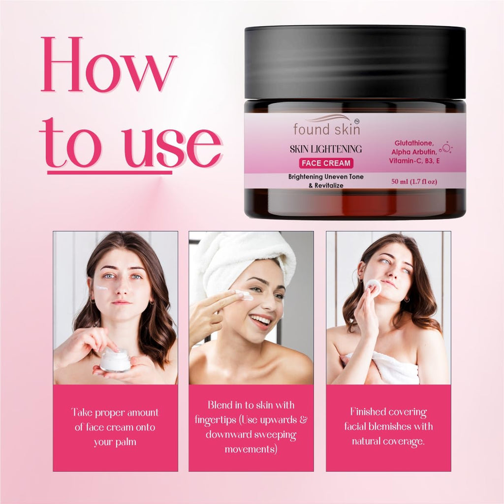 Found Skin Face Cream for Brightening & Even Skin Tone | Oil-Free Hydration Moisturizer | Skin Rejuvenation Formula | Daily Use Cream for All Skin Types | 50 ml