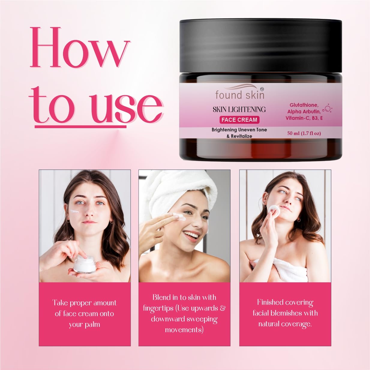 Found Skin Face Cream for Brightening & Even Skin Tone | Oil-Free Hydration Moisturizer | Skin Rejuvenation Formula | Daily Use Cream for All Skin Types | 50 ml