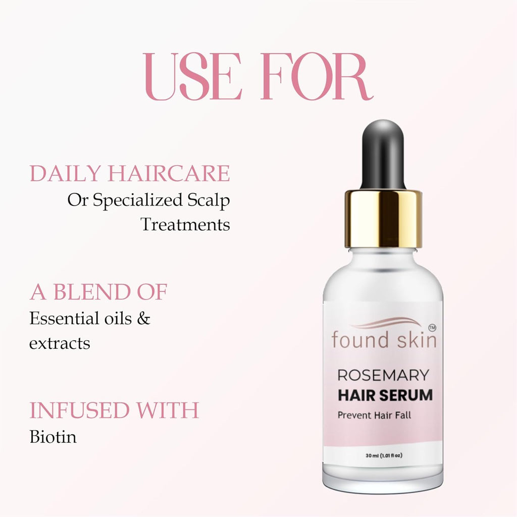 Rosemary Hair Serum | Hair Fall Control & Scalp Treatment | Enriched with Biotin & Essential Oils | Promotes Hair Growth & Strength | Non-Greasy Formula | 30ml