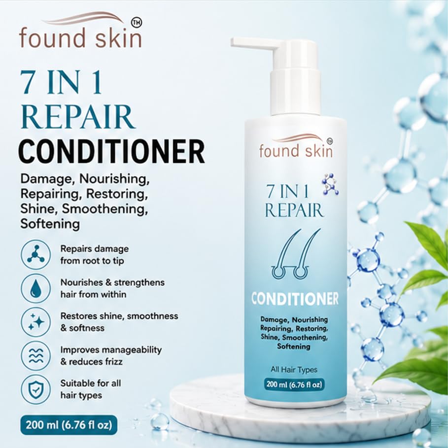 Found Skin 7 in 1 Repair Nourishing Conditioner for Smooth & Manageable Strands | Daily Use Restoring Care for Dry & Rough Texture | All Types 200ml