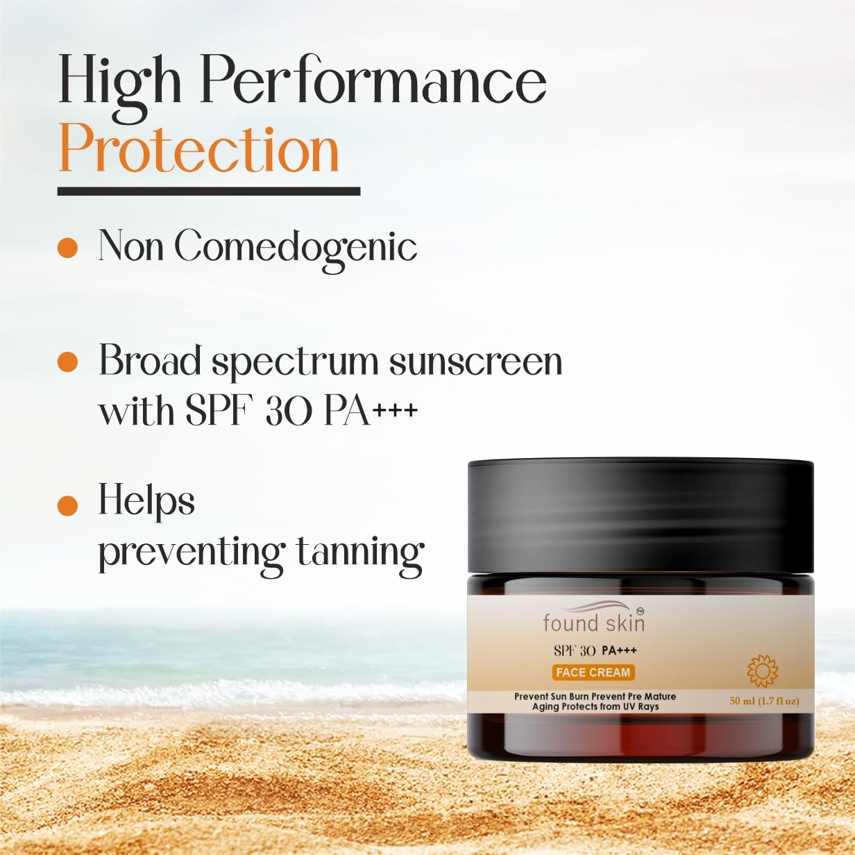 Found Skin Face Cream with SPF 30 PA+++ | Brightening & Skin Rejuvenation Cream | Oil-Free Hydration Formula | Daily Moisturizer for All Skin Types | 50 ml