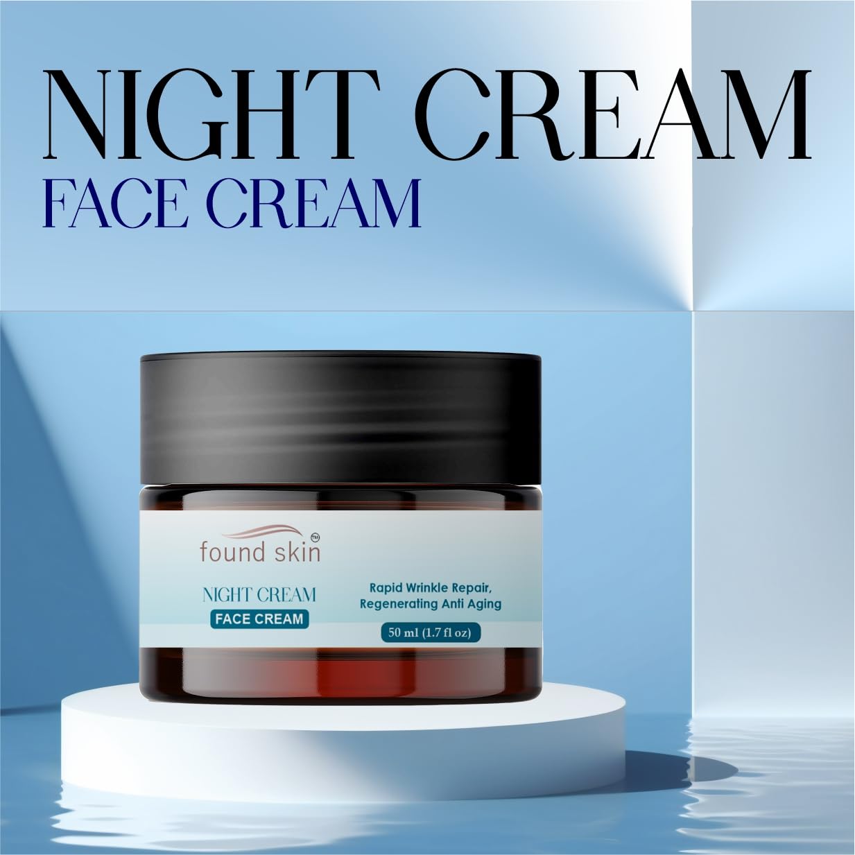 Found Skin Night Cream for Skin Brightening & Rejuvenation | Oil-Free Hydration Moisturizer | Overnight Repair Cream for All Skin Types | 50 ml