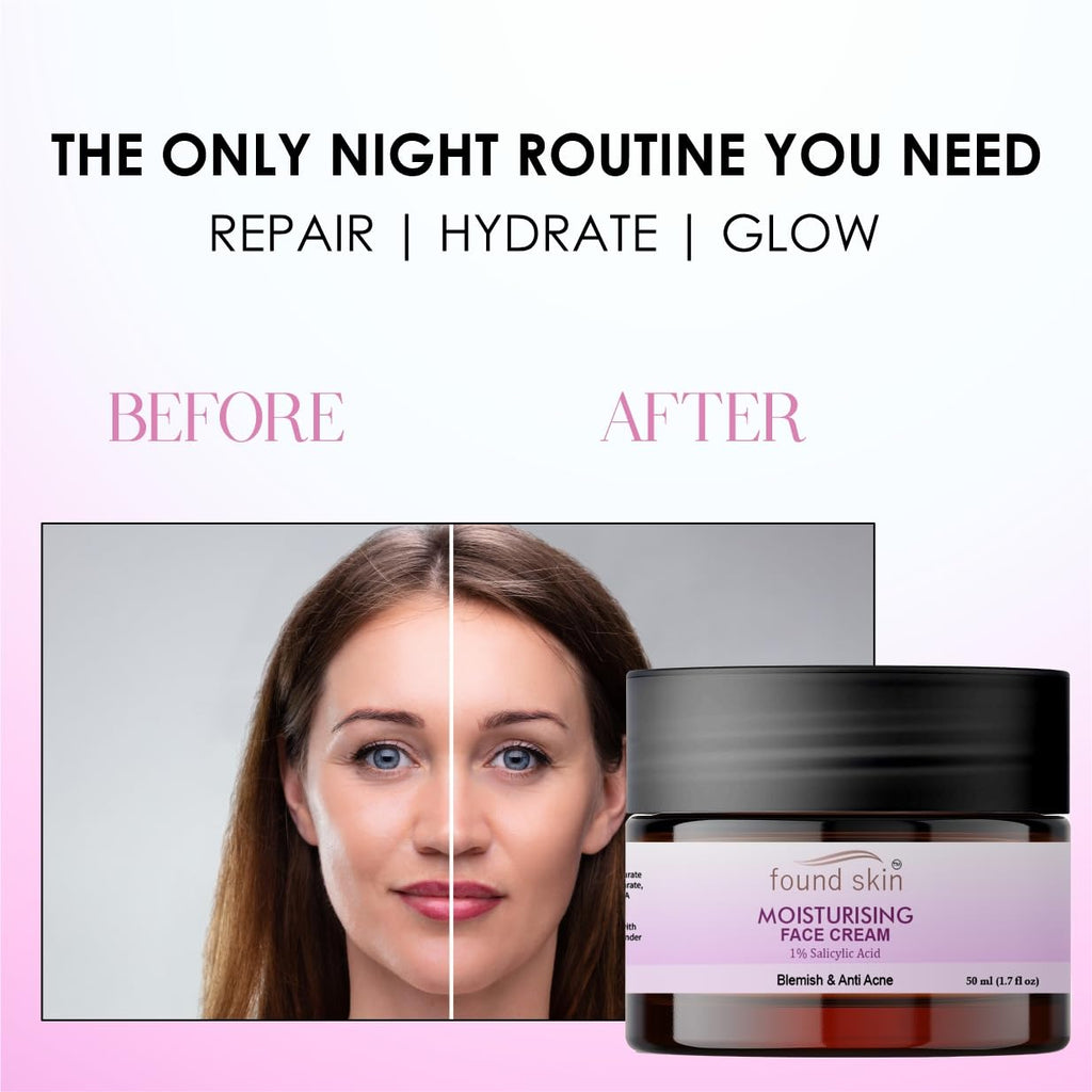 Found Skin Brightening Face Cream for Glowing Skin - 50ml | Oil-Free Moisturizer for Skin Rejuvenation & Hydration | Non-Sticky, Daily Use Day & Night Cream for All Skin Types