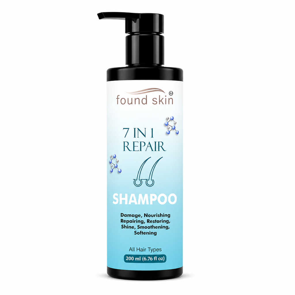 Found Skin 7 in 1 Repair Shampoo for Dry, Damaged & Dull Strands | Nourishing Daily Cleanser for Smooth & Healthy-Looking Hair 200ml