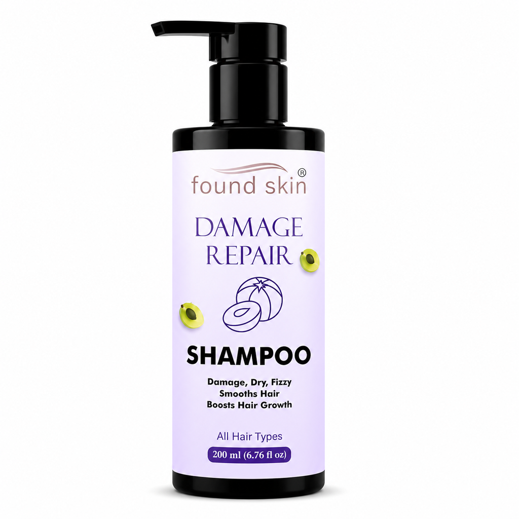 Found Skin Damage Repair Shampoo for Dry, Frizzy and Damaged Hair, Smooth and Nourishing Daily Cleanser, All Hair Types, 200ml