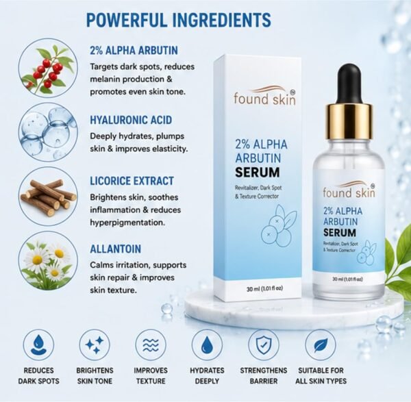 Found Skin 2% Alpha Arbutin Face Serum 30ml