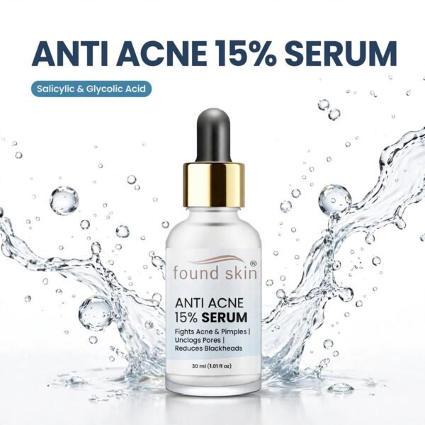 787557705_1003668002728616_5860909432232790215_n.webp Found Skin Anti Acne Serum 15% | Fights Acne & Pimples | Unclogs Pores | Reduces Blackheads & Excess Oil | Lightweight, Non-Greasy Formula | For All Skin Types | 30ml