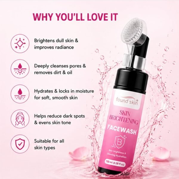 Found Skin Brightening Face Wash for Glowing & Hydrated Skin | Gentle Daily Facial Cleanser for Fresh, Smooth & Radiant Looking Skin for Men & Women 150ml