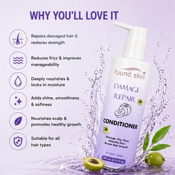 Damage Repair Formula Nourishing Daily -3 Found Skin Damage Repair Formula Nourishing Daily Conditioner for Dry, Frizzy & Weak Strands for Smooth & Manageable Hair 200ml