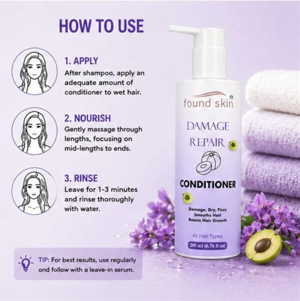 Damage Repair Formula Nourishing Daily -5 Found Skin Damage Repair Formula Nourishing Daily Conditioner for Dry, Frizzy & Weak Strands for Smooth & Manageable Hair 200ml