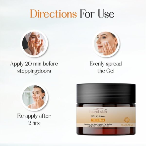 Face Cream with SPF 30 PA+++, 50 ml -3 Found Skin Face Cream with SPF 30 PA+++, 50 ml