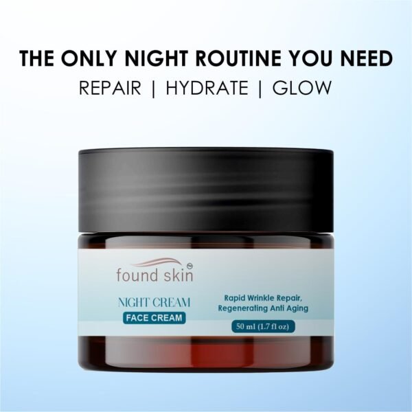 Found Skin Night Cream for Skin Brightening & Rejuvenation -2 Found Skin Night Cream for Skin Brightening & Rejuvenation | Oil-Free Hydration Moisturizer | Overnight Repair Cream for All Skin Types | 50 ml