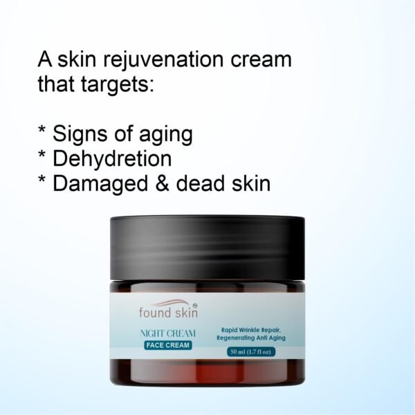 Found Skin Night Cream for Skin Brightening & Rejuvenation -3 Found Skin Night Cream for Skin Brightening & Rejuvenation | Oil-Free Hydration Moisturizer | Overnight Repair Cream for All Skin Types | 50 ml
