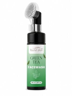 Found Skin Green Tea Face Wash with Built-in Silicone Brush | Deep Cleansing Oil Control Face Cleanser for Acne, Blackheads & Pimples | Hydrating & Refreshing Skincare for Oily Skin | 150ml