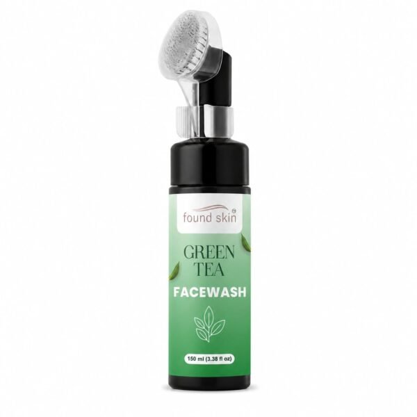 Green Tea Face Wash with Built-in Silicone Brush -1 Found Skin Green Tea Face Wash with Built-in Silicone Brush | Deep Cleansing Oil Control Face Cleanser for Acne, Blackheads & Pimples | Hydrating & Refreshing Skincare for Oily Skin | 150ml